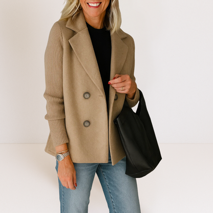 Sandrine | Damen Eleganter Blazer mit strukturierten Ärmeln Doppelreihig