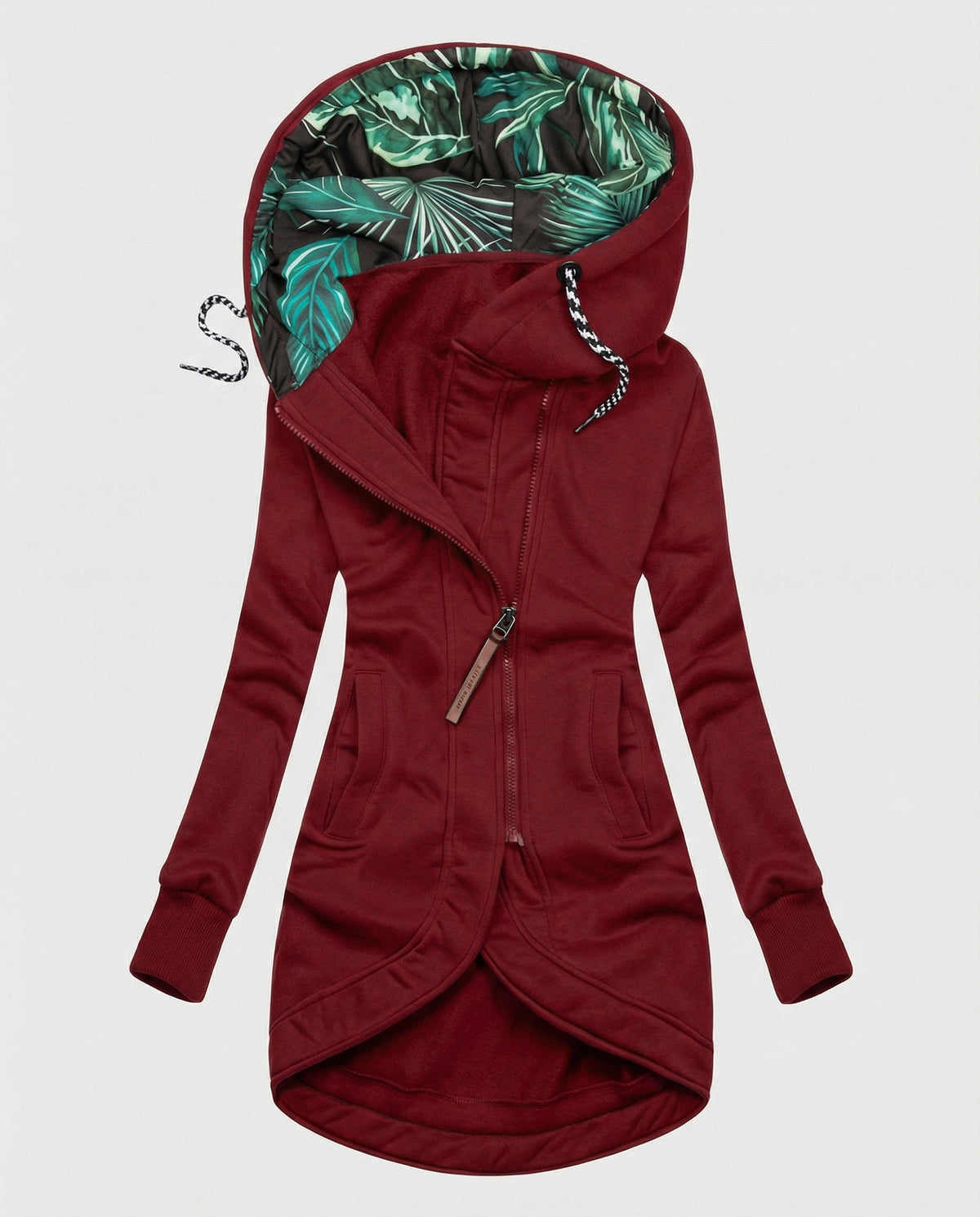 Susanna | Damen Stilvolle Winterjacke mit Kapuze und Asymmetrischem Reissverschluss