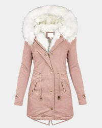 Svenja | Damen Gefüttert Knopfleiste Kapuze Winterjacke