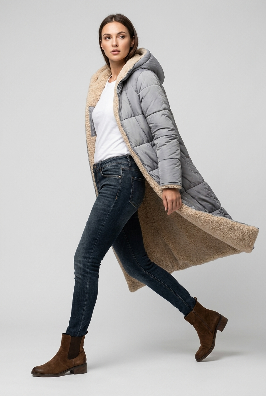 Harper | Damen Langer Winterjacke mit Kapuze