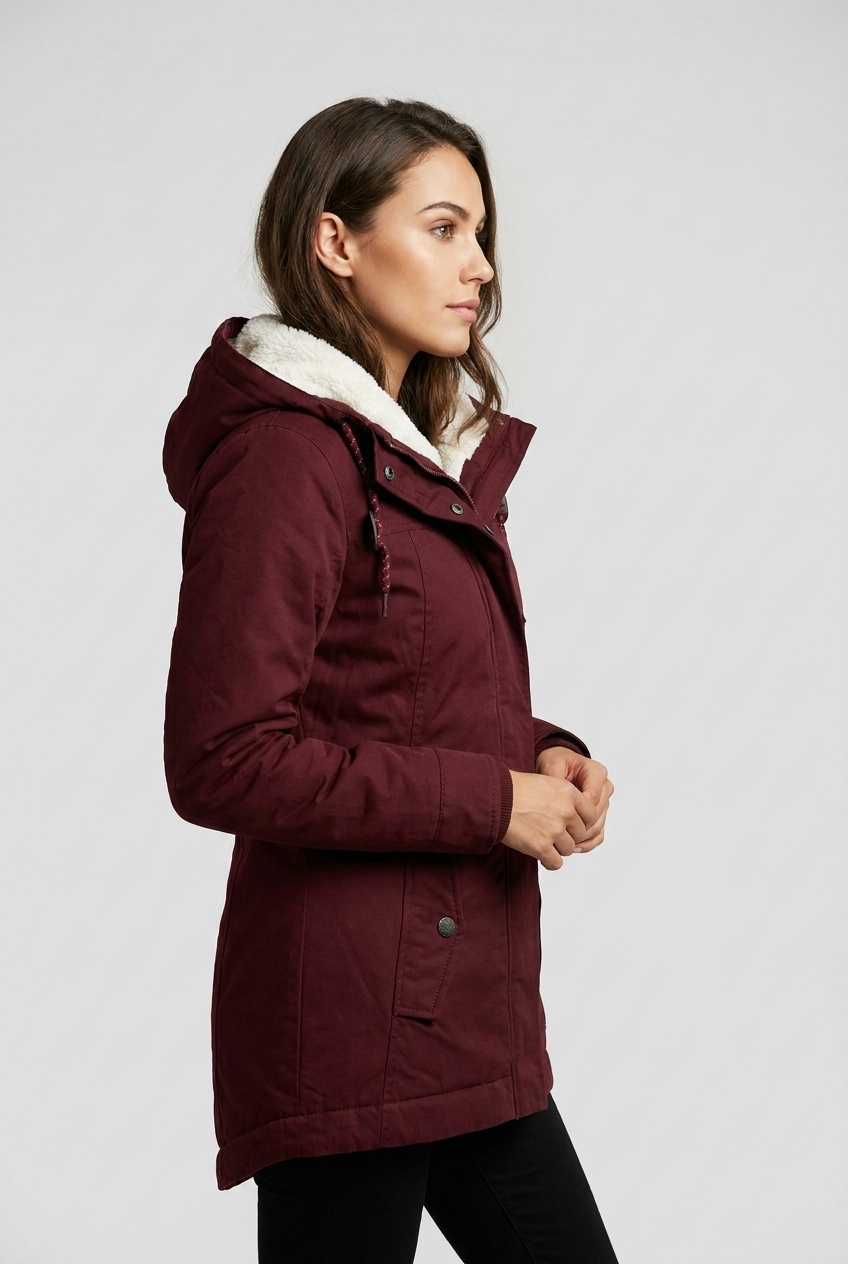 Emma | Damen Gefütterter Langer Wintermantel mit Kapuze