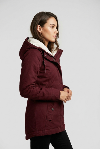 Emma | Damen Gefütterter Langer Wintermantel mit Kapuze