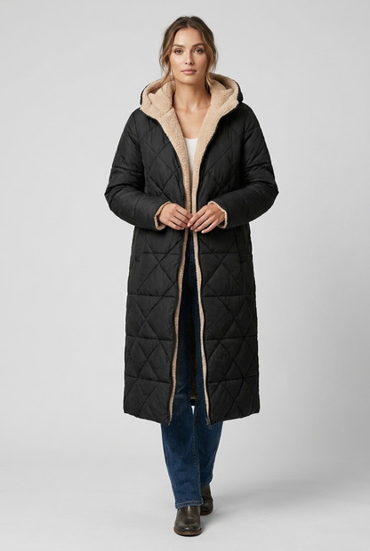 Harper | Damen Langer Winterjacke mit Kapuze