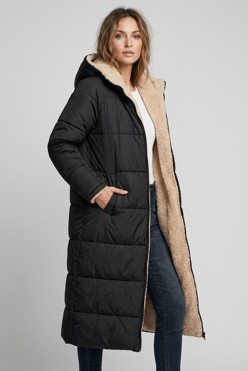 Harper | Damen Langer Winterjacke mit Kapuze
