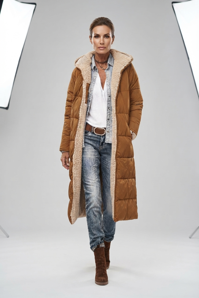 Harper | Damen Langer Winterjacke mit Kapuze