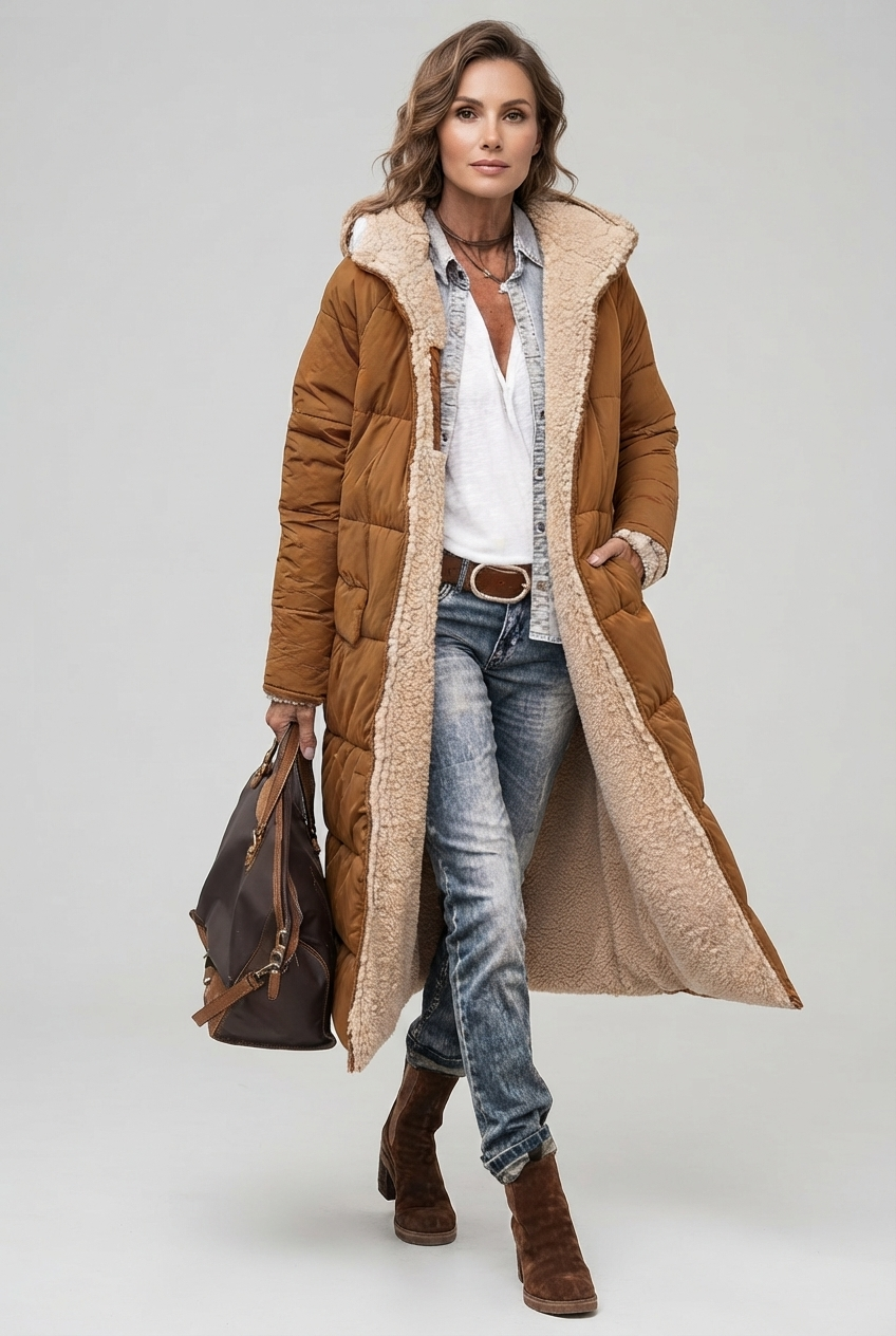Harper | Damen Langer Winterjacke mit Kapuze