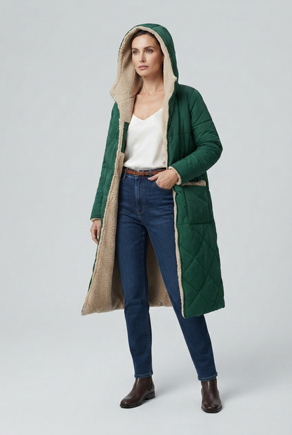 Harper | Damen Langer Winterjacke mit Kapuze