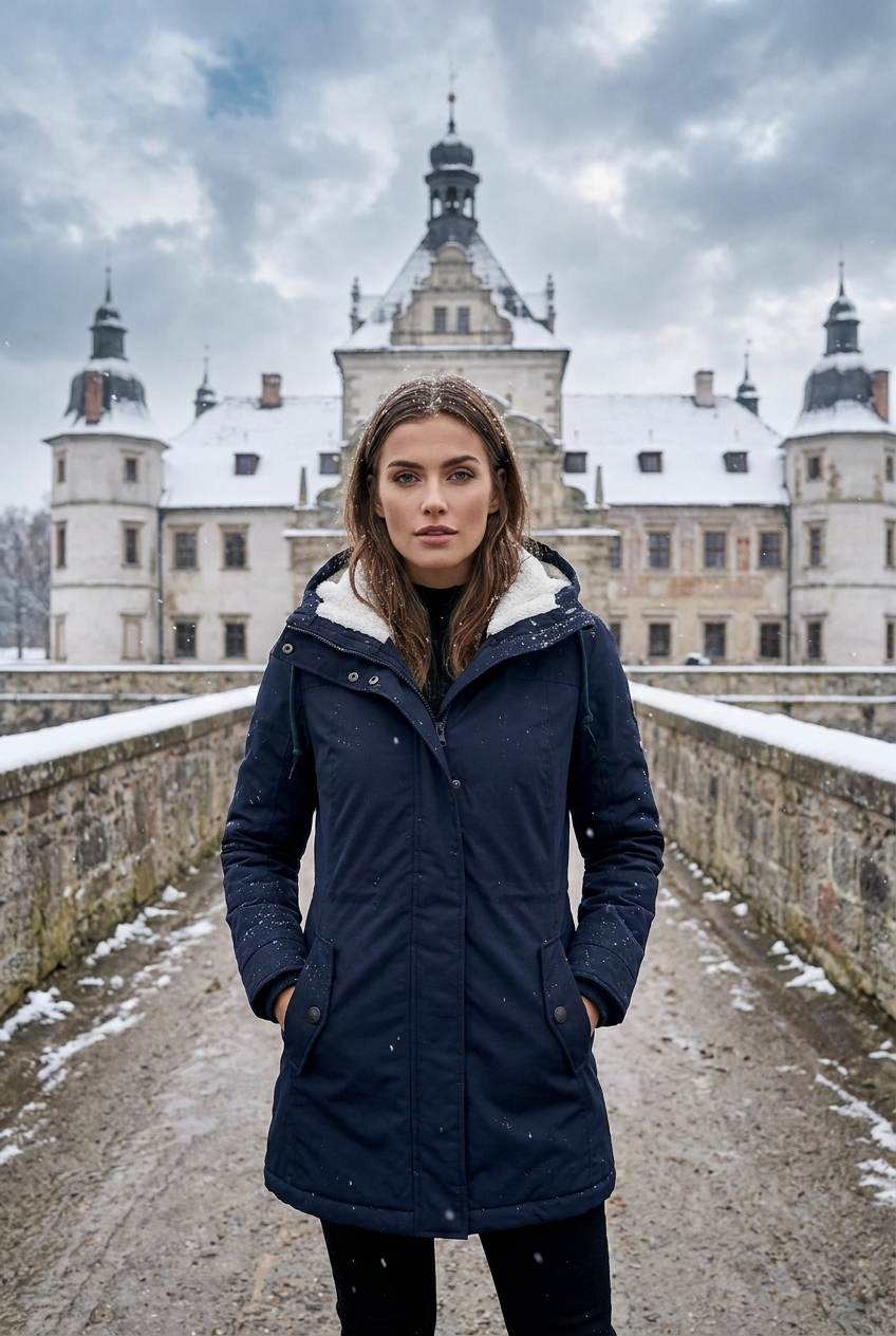 Emma | Damen Gefütterter Langer Wintermantel mit Kapuze