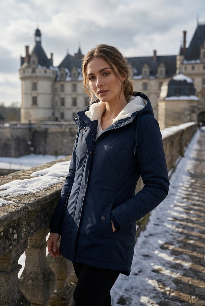 Emma | Damen Gefütterter Langer Wintermantel mit Kapuze