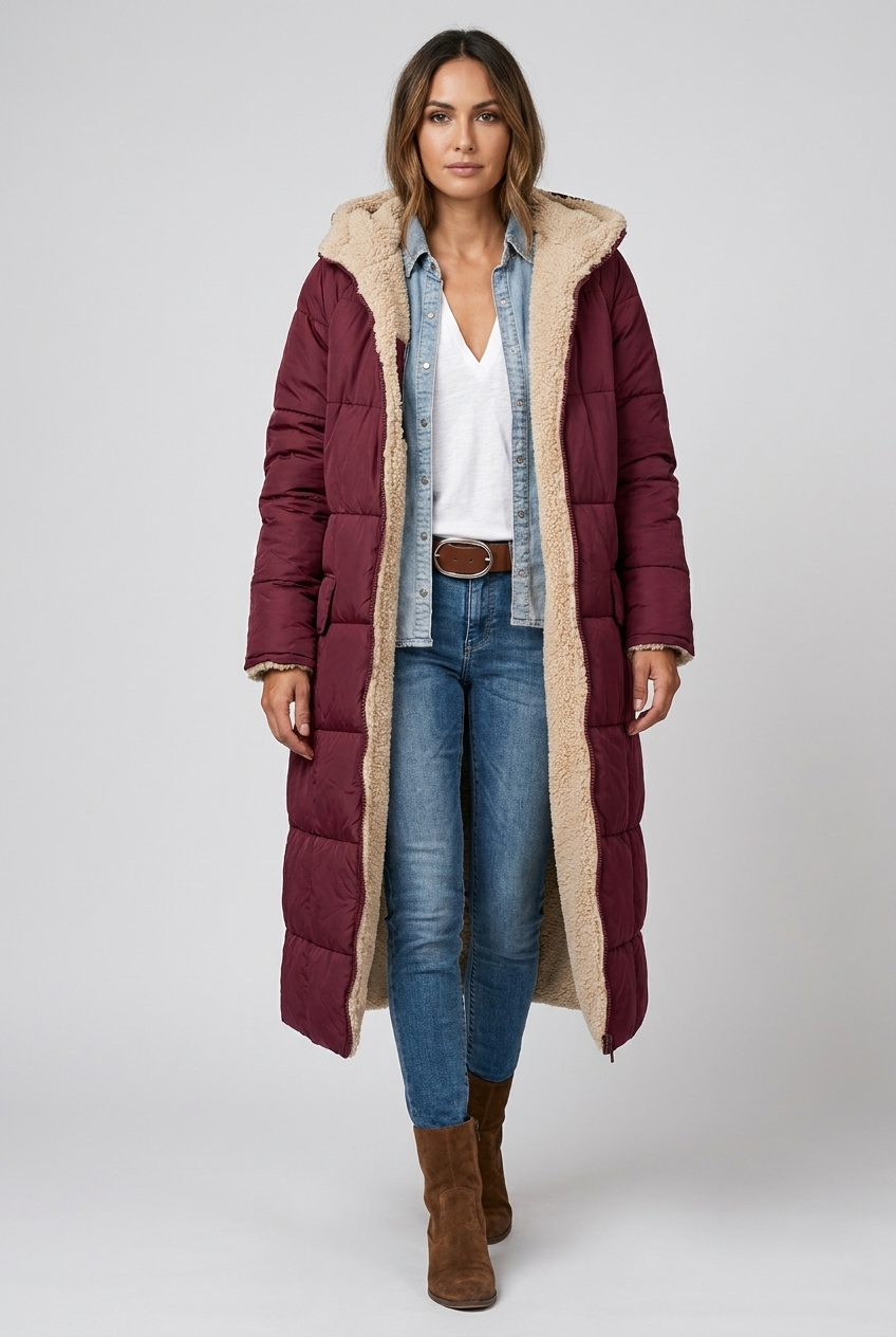 Harper | Damen Langer Winterjacke mit Kapuze