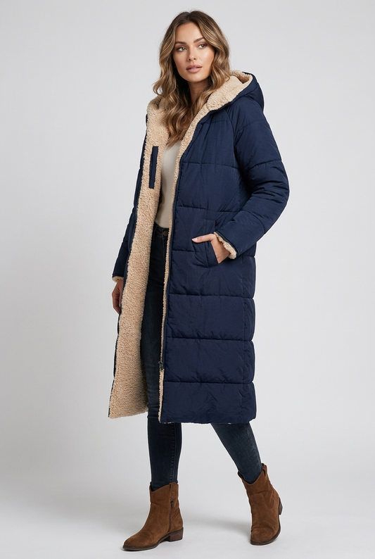 Harper | Damen Langer Winterjacke mit Kapuze