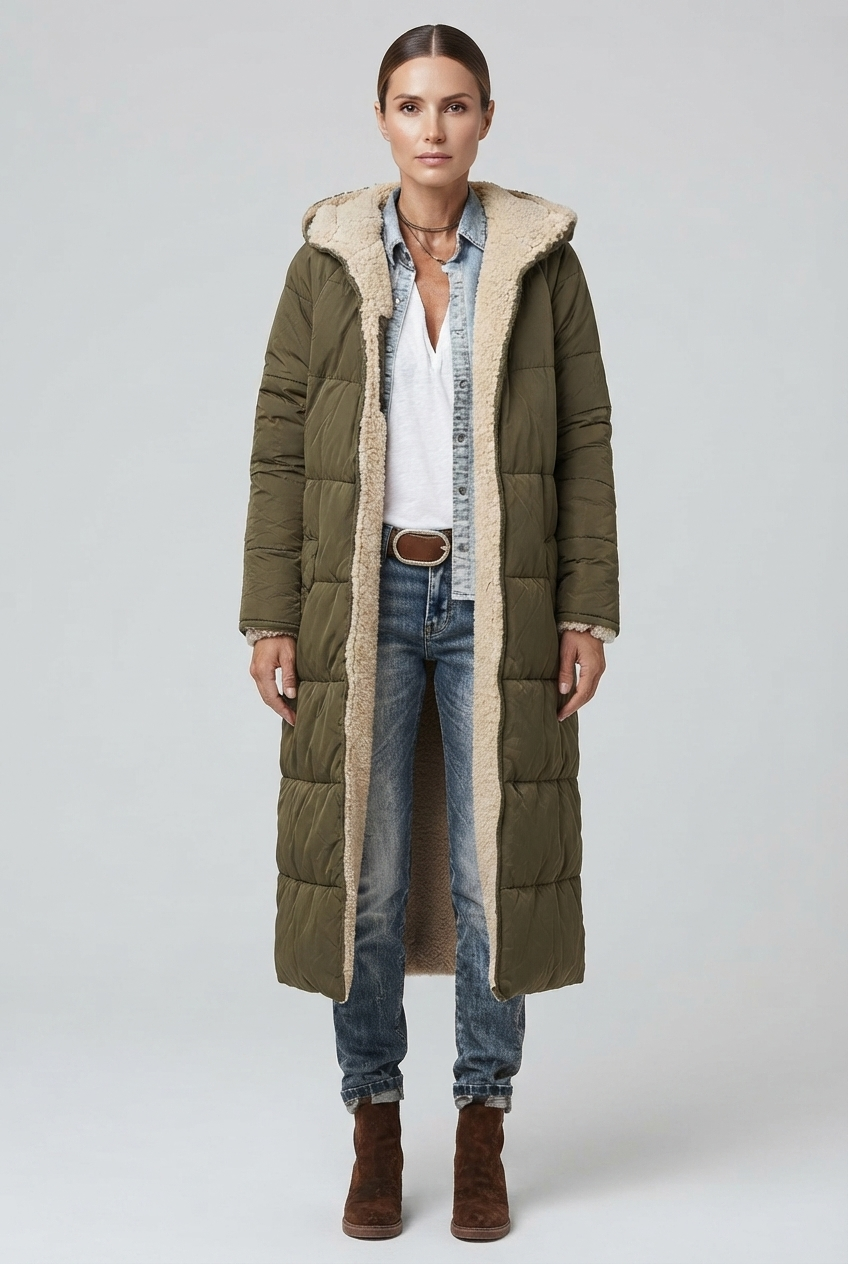 Harper | Damen Langer Winterjacke mit Kapuze