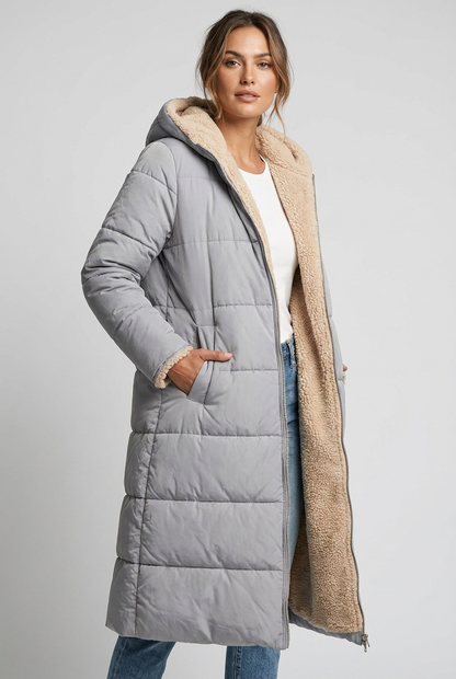 Harper | Damen Langer Winterjacke mit Kapuze