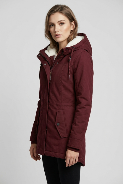 Emma | Damen Gefütterter Langer Wintermantel mit Kapuze