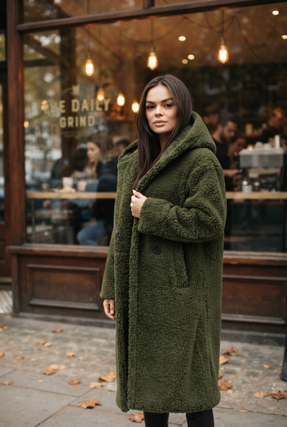 Sophia | Damen Langer Teddy Winterjacke