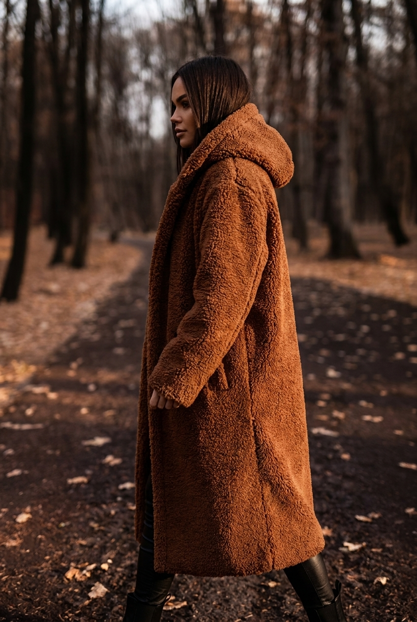 Sophia | Damen Langer Teddy Winterjacke