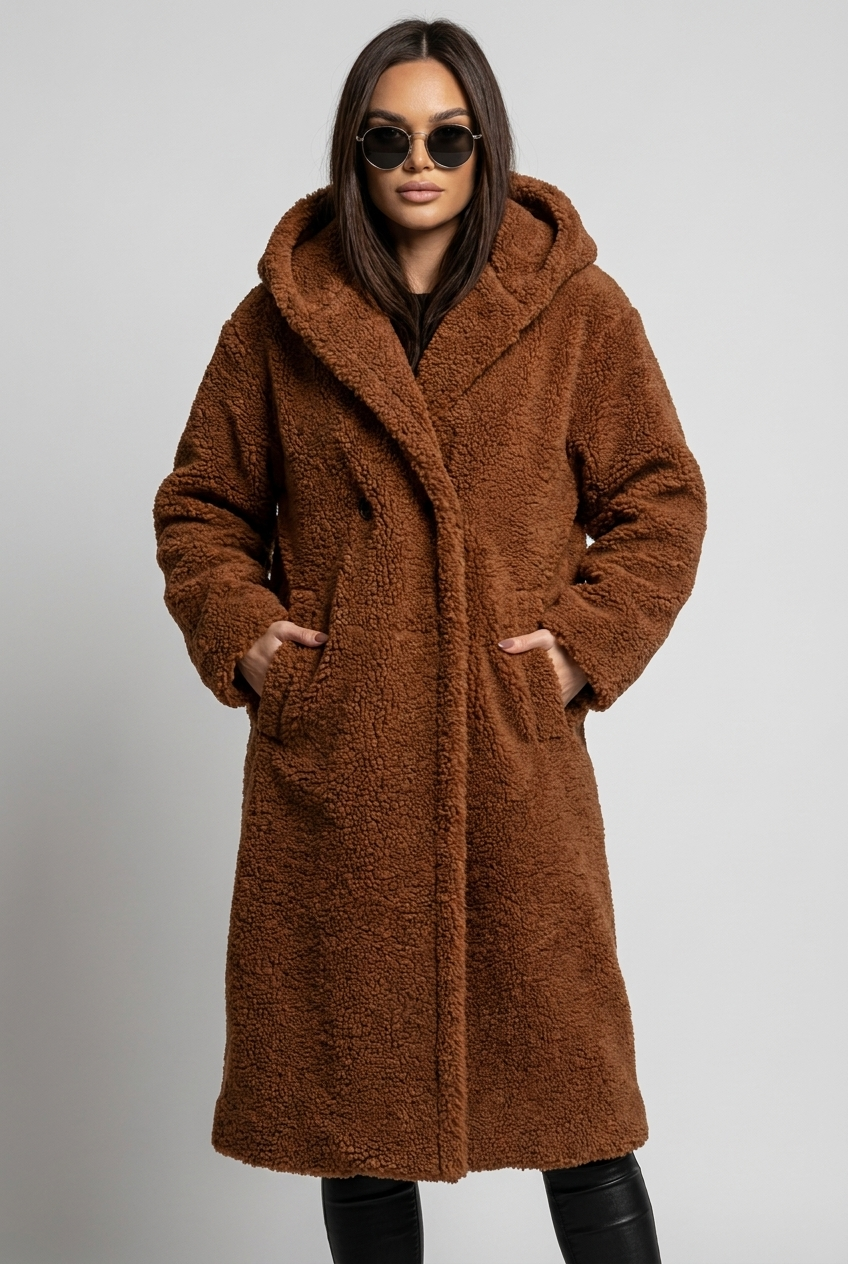 Sophia | Damen Langer Teddy Winterjacke