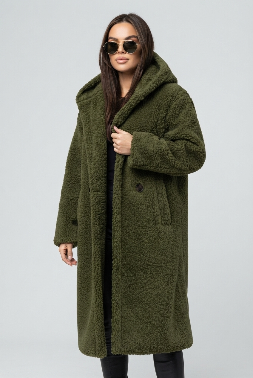Sophia | Damen Langer Teddy Winterjacke