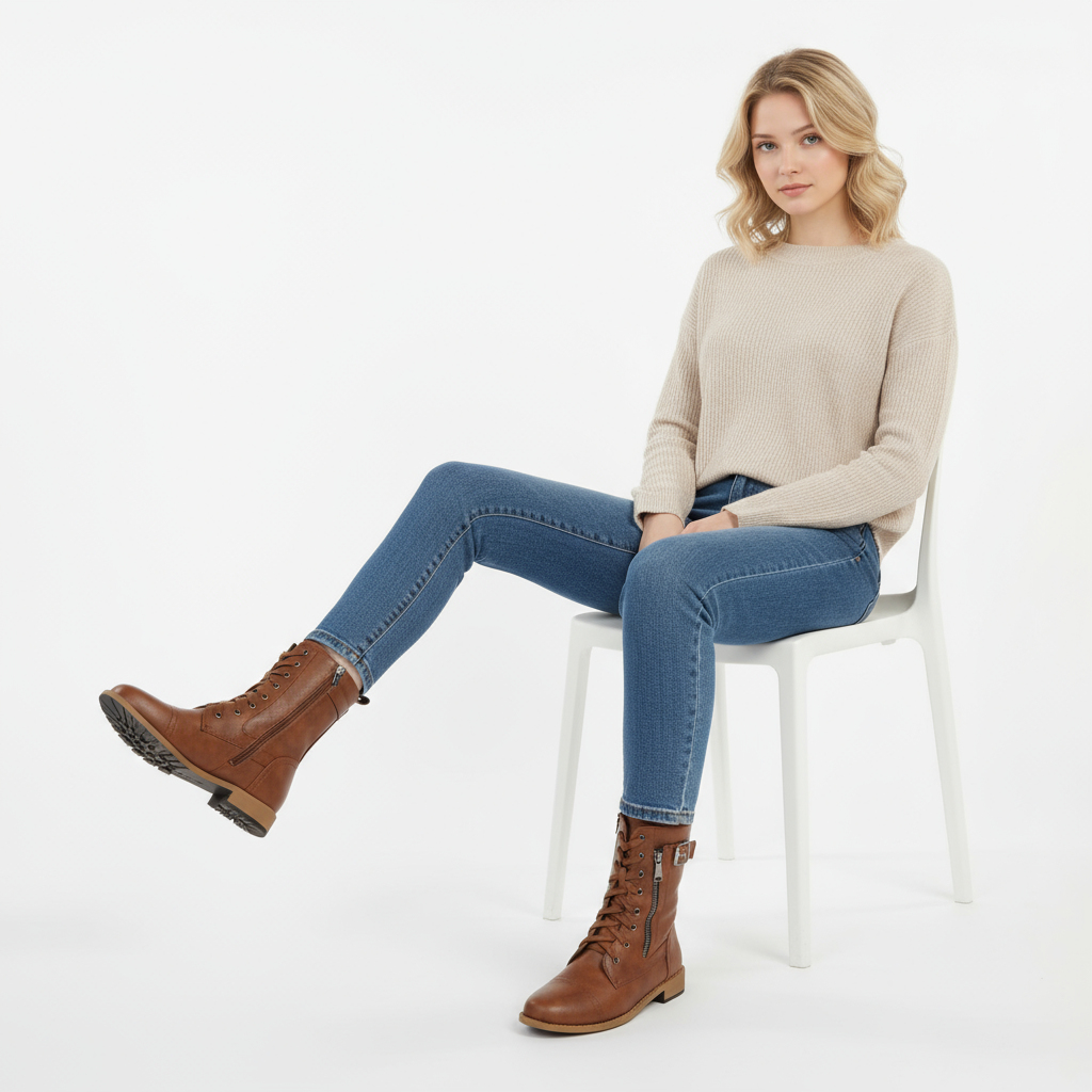Zoe | Damen Geschnürte Stiefel mit Reissverschluss